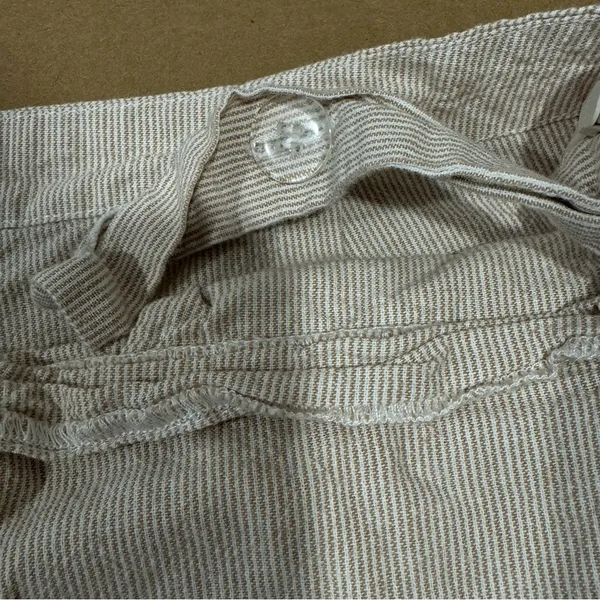 Oak‎ + Fort Lagenlook Neutral Relaxed Fit Wide Leg Striped Jumpsuit Overalls Sm - Image 8