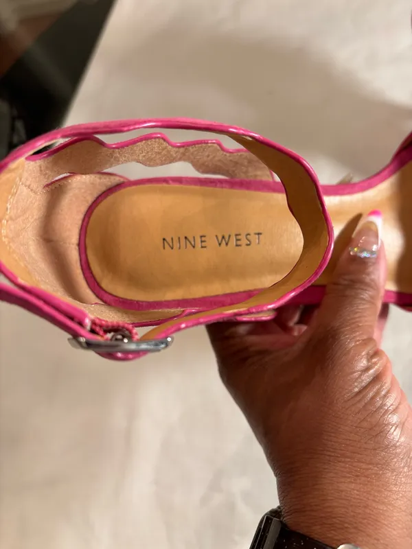 Nine West Fuchsia Pink Suede Scalloped Ankle Strap Heels - Image 6