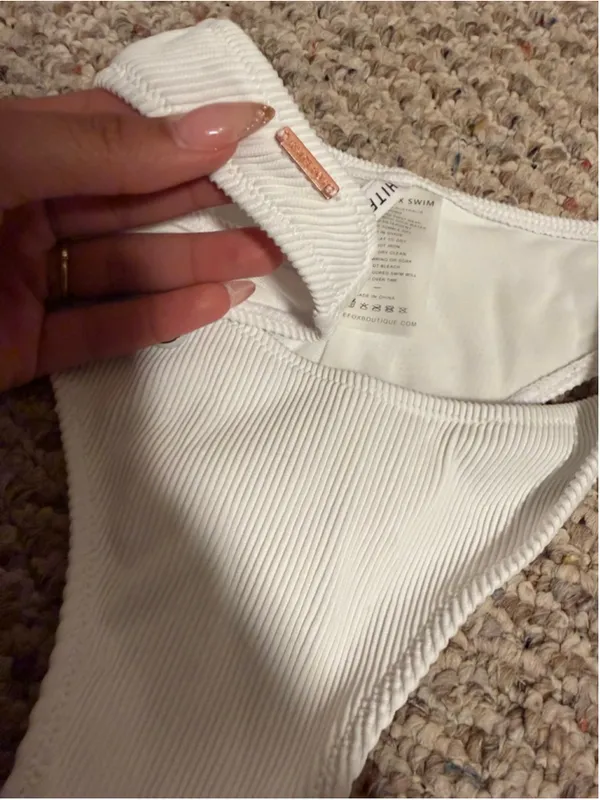 NWT White Fox Boutique Del Marco Bikini Bottom White Ribbed- Size Large - Image 2