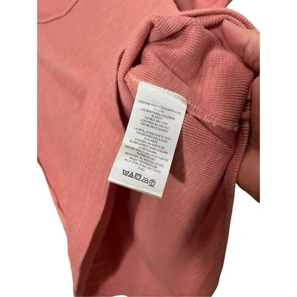 Free People Rose Pink Ribbed Scoop Neck‎ Puffed Short Sleeve Top L - Image 6