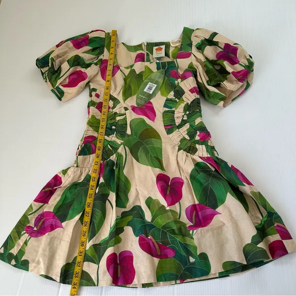 Farm Rio NWT Anthurium Leaves Dress Sand, M - Image 6