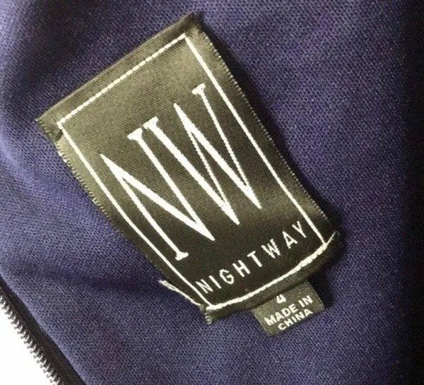 Nightway navy blue open back low cut prom holiday dress size 4 - Image 15