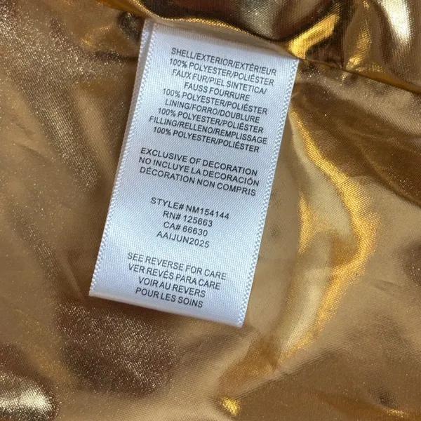 Nicole Miller New York Womens Black Gold Puffer Jacket Metallic Hooded Size M‎ - Image 4