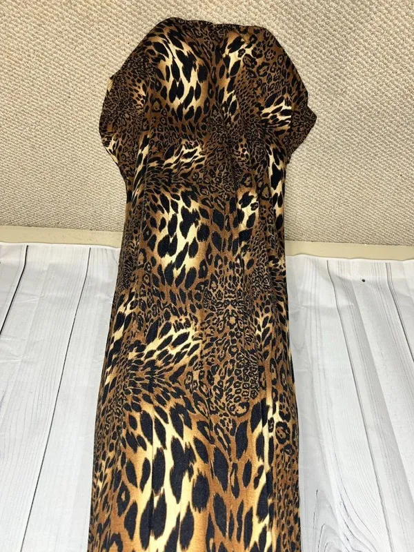 12PM By Mon Ami Maxi Dress Womens Sz S Spaghetti Strap Animal Print Knit - Image 3