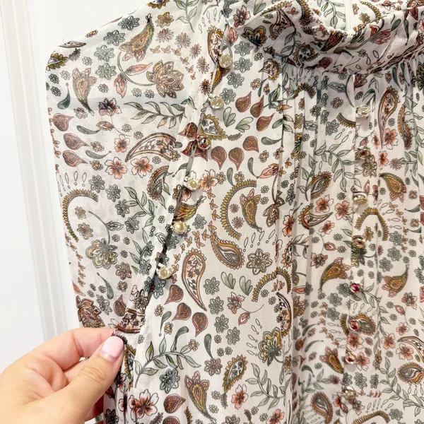 Nicholas Silk Paisley Long Sleeve Midi Dress Size 12 Mock Neck‎ Cuff Sleeve - Image 5