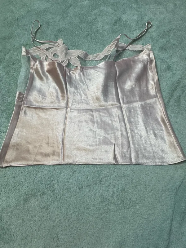 Vintage Victoria's Secret Does 20s Pink Floral Poly Satin Crop Cami Top - Image 7