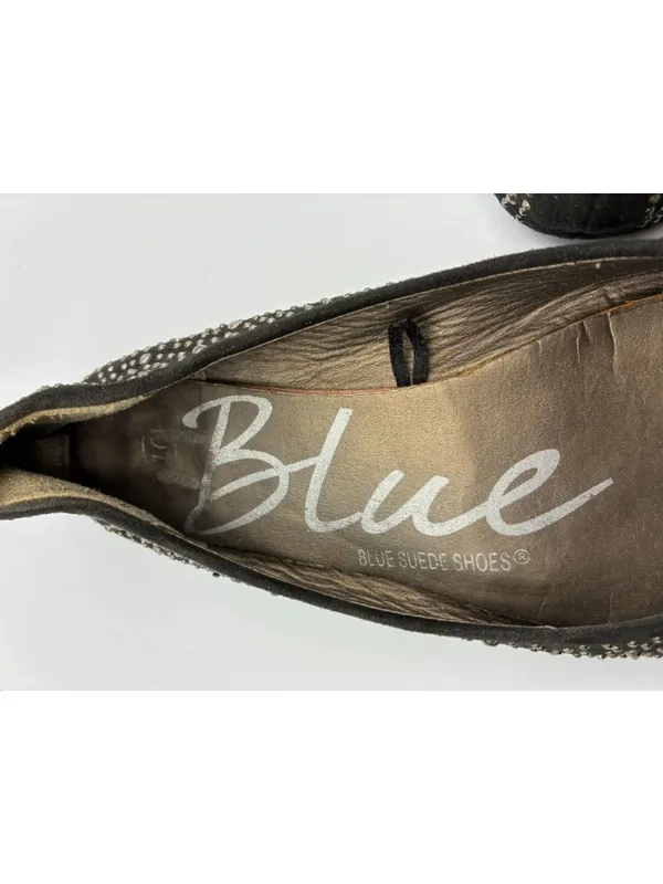 Blue Suede Shoes Womens Black Studded Flats Size 10 Sparkly Comfortable Slip-On - Image 13