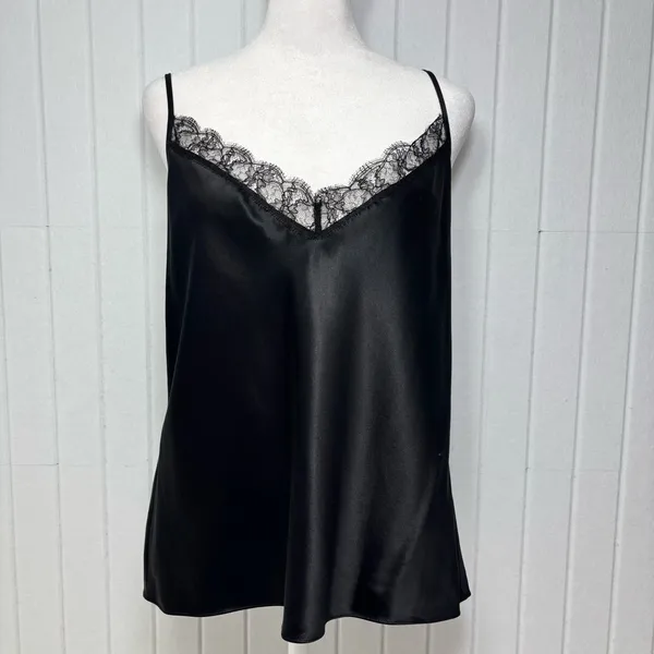 Lauren Ralph Lauren Black Silk Satin Lace Trim Camisole Top Size‎ 12 - Image 3