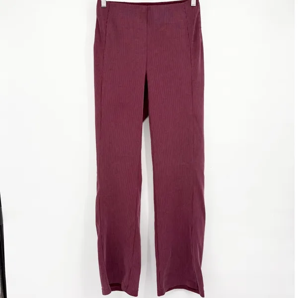 Lululemon Womens Ribbed Softstreme High-Rise Flared Lounge Pants Garnet Size 8 - Image 3