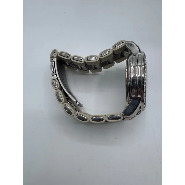 BKE Silver Tone Rhinestone Chronograph Watch Japan Movt Needs Battery‎ - Image 8