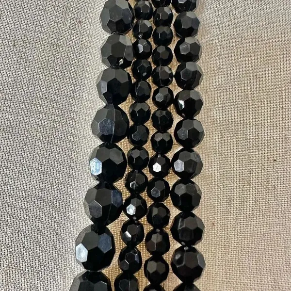 Long multi strand black beaded flower necklace - Image 4