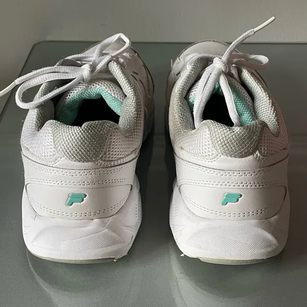FILA Women’s White Teal Memory Foam Low Top Lace-Up Sneakers Size 9w - Image 5