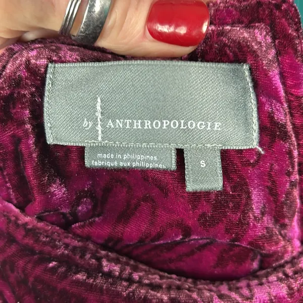 Anthropologie Velvet overalls wide leg S Anthropologie with paisley print - Image 7