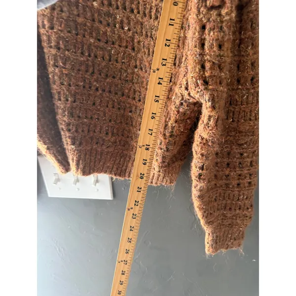 Universal Thread Womens Rust Brown Open Knit Puff Sleeve Sweater Size M - Image 8