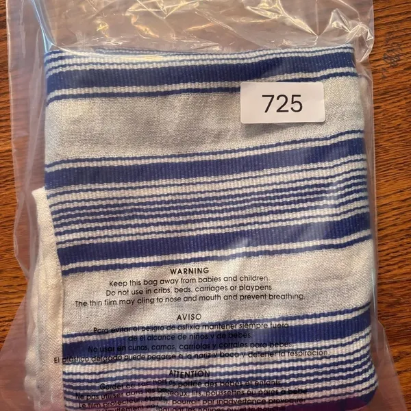 J Crew Wrap Shawl, Blue and White Stripes, Women's One size Boho‎ Peasant - Image 6