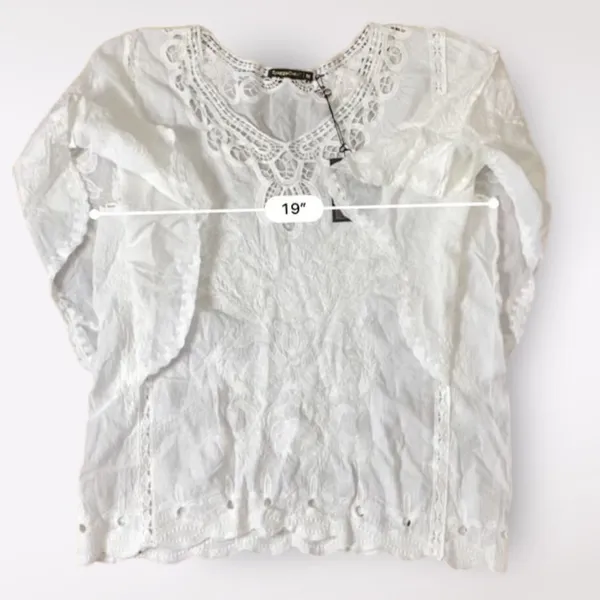 Spiaggia Dolce NWT Sheer Lace Blouse‎ Womens Size M Boho Beachy - Image 5