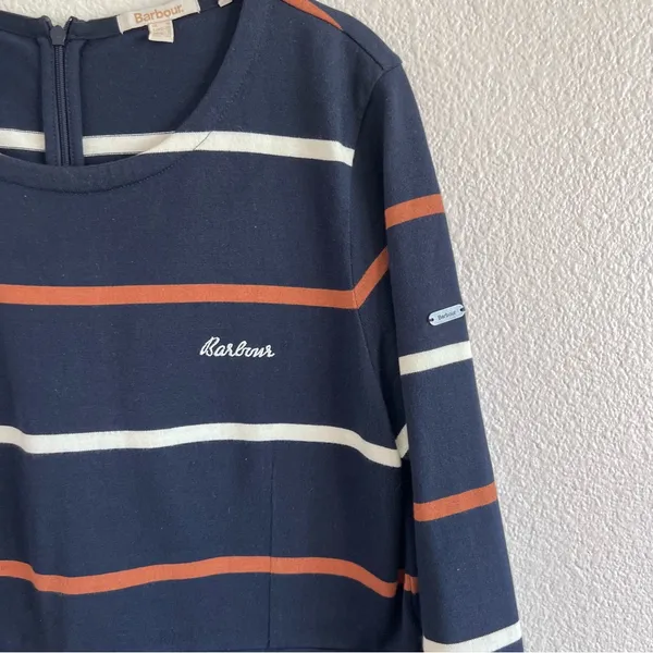 Barbour‎ Women's Oyster Stripe Cotton Knit Midi Dress Navy - Image 2