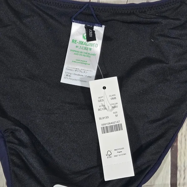 J. Crew Curved-waist cheeky bikini bottom in Navy‎ M NWT - Image 5