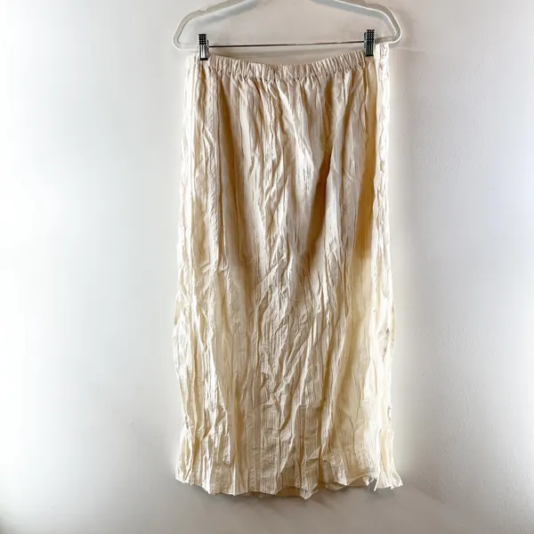 J. Crew Featherweight Crinkle Drawstring Maxi Skirt Cream Ivory Large - Image 6