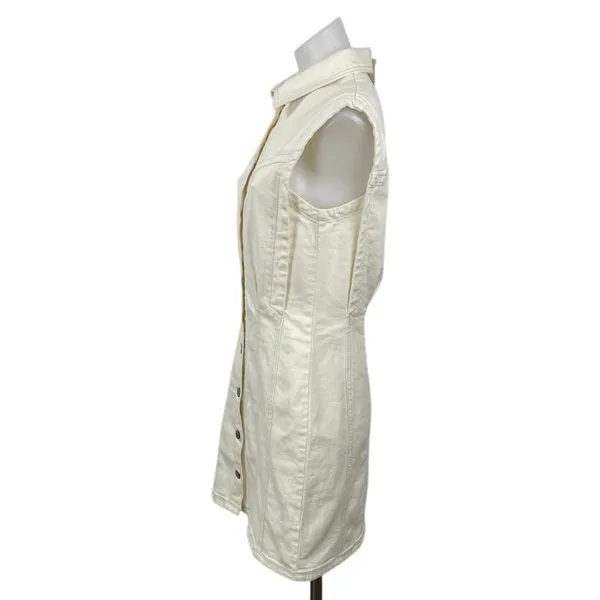 NEW Abercrombie & Fitch Cream Sleeveless Mini Tank A-Line Sheath Shirt Dress S - Image 3