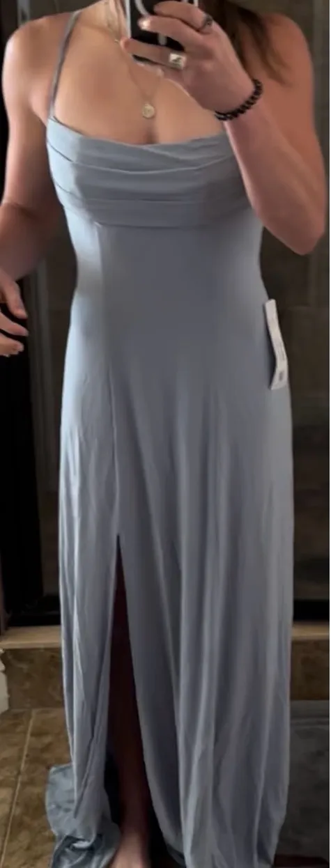 Azazie Dusty Blue Dress Formal - Image 5