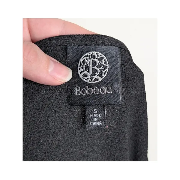 Bobeau Black Wrap Dress Short Sleeve V-Neck Side Tie‎ Small Office Chic Classic - Image 3