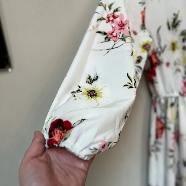 White Floral Maxi Dress Cottagecore Romantic Bridal Shower Spring M - Image 5