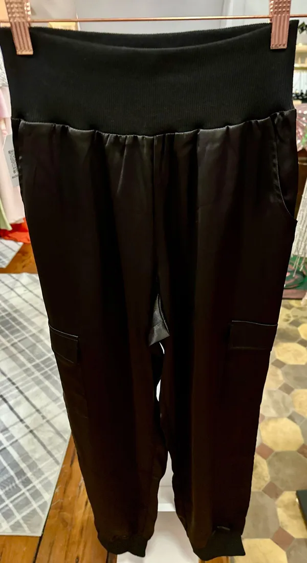 Boutique Black Satin Pants - Image 2