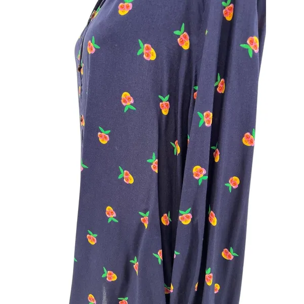 Anthropologie Kendra Dandy Dreamer Buttondown Top Blouse Pineapple Navy Blue‎ 12 - Image 9