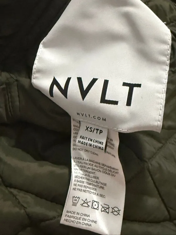 Anthropologie NVLT Green Pink Reversible Quilted Long Jacket Coat XS puffer - Image 6