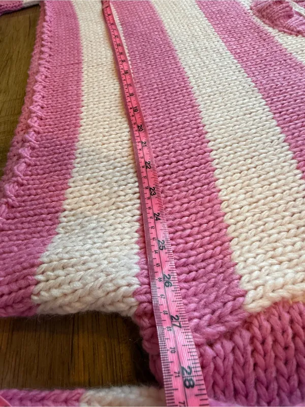 Edikted Pink and Cream Striped Cropped Crew Sweater - Image 5
