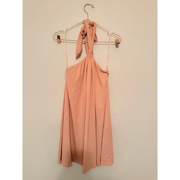 Susana Monaco Mini Dress Women S Peach Twisted Halter Neck Jersey‎ Summer A-Line - Image 2
