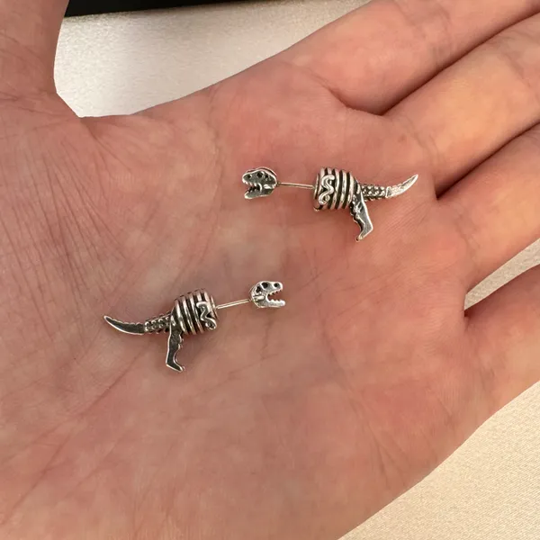 Dinosaur Stud Earrings for Men Women,Streetwear Punk Hip Hop Unisex Style - Image 4
