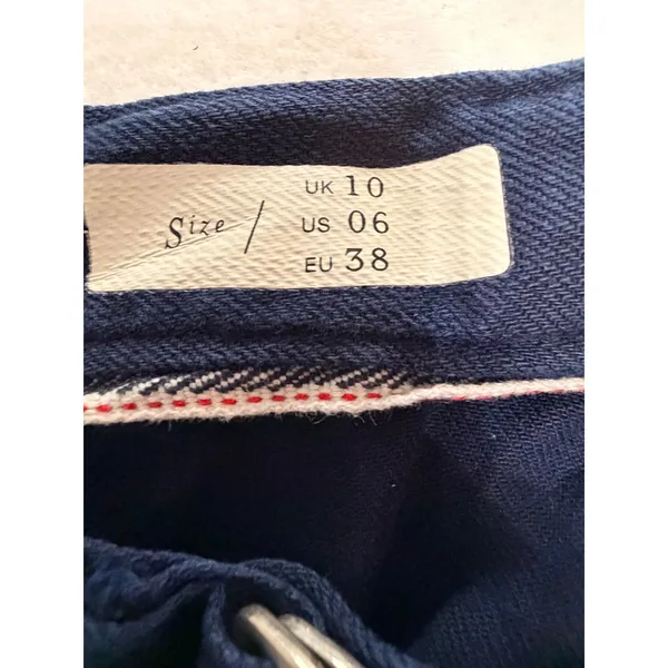Pilcro Anthropologie Sz 6 Navy Paperbag Mini Skirt Belted Pockets Patch Pockets - Image 6