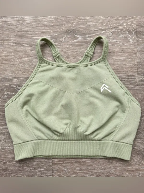 Oner Active Sage Green Seamless High Neck Racerback Sports Bra XS/S - Image 2