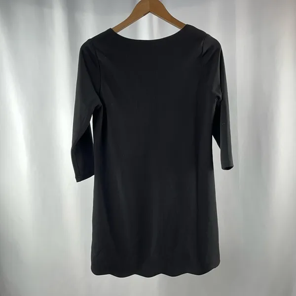 Lulus Love It All Three-Quarter Sleeve Scalloped Shift Dress in Black‎ Size XS - Image 6
