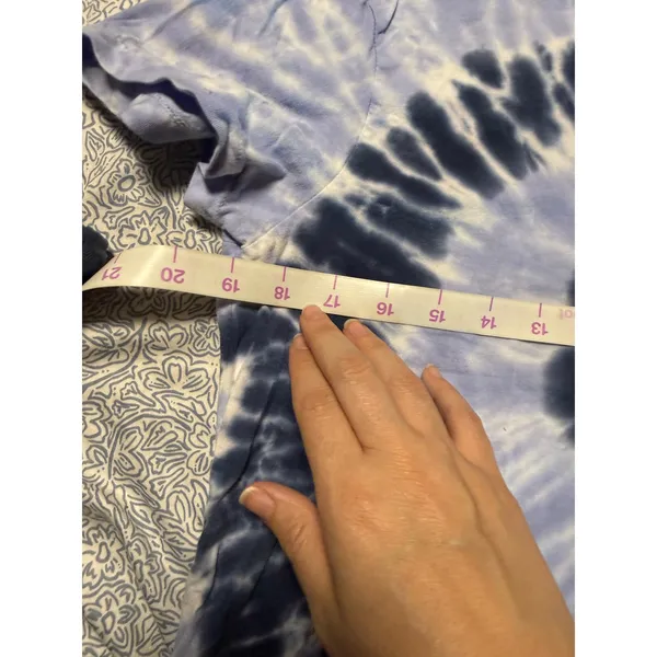 RD Style Size Small Woman Blue Tie Dye Short Sleeve Shirt Boxy Contemporary - Image 3