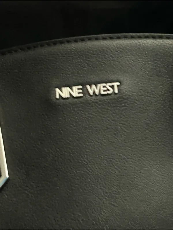 Nine West Black Pebbled Satchel Shoulder Bag Removable Crossbody Strap - Image 8