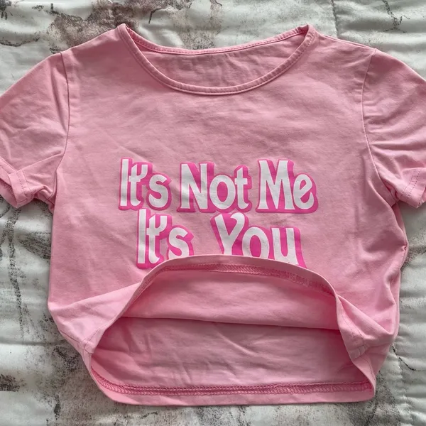 Pink “It’s Not Me It’s You” crop top, size S Barbiecore boho Y2K western beach - Image 11