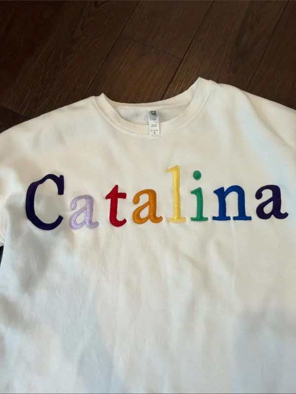 Nice Santa Catalina Island Rainbow Letter Sweatshirt White Size Small - C4-112 - Image 5