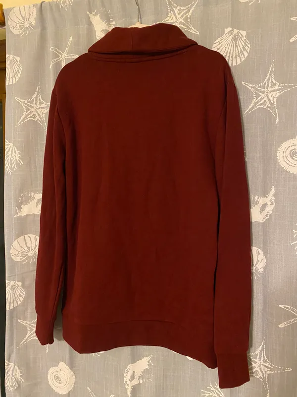 Forever 21 Maroon Burgundy Asymmetrical Quarter Zip Sweatshirt - Image 2
