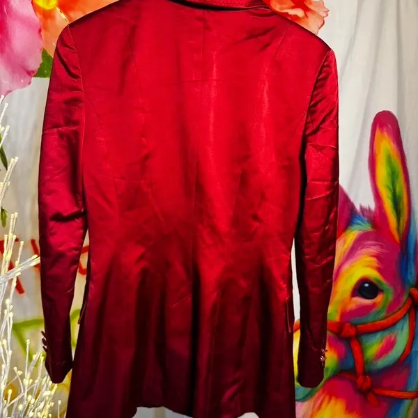 B74. Bebe - Red blazer with silver chain detail - Image 4