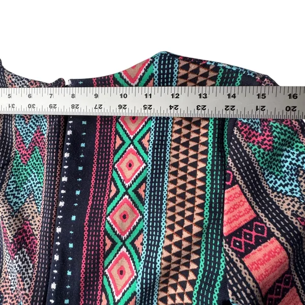 Judith March Bell Sleeve Mini Dress‎ Womens Medium Geometric Tribal Print Retro - Image 6