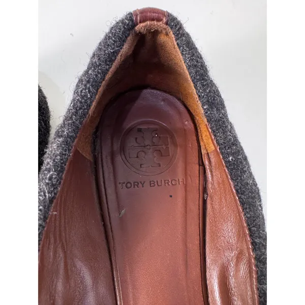 Tory Burch Reva Ballet Flats Womens 9 Quilted Wool Leather Logo Medallion - Image 3
