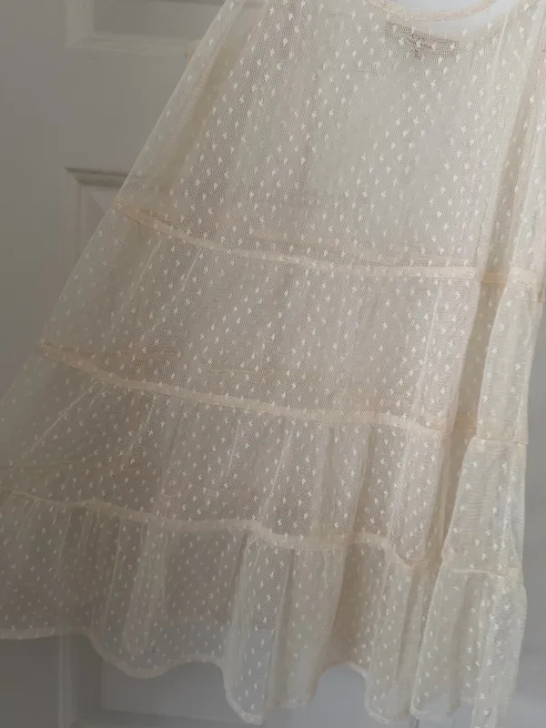 Chelsea & Violet Cream Swiss Dot Tiered Mesh Top Extender - Image 2