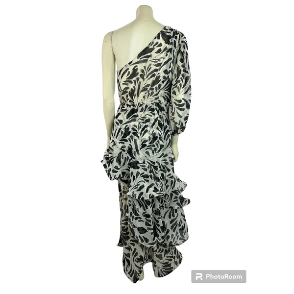 Alexis Fot Target Botanical Black White one shoulder high low Dress Small - Image 8