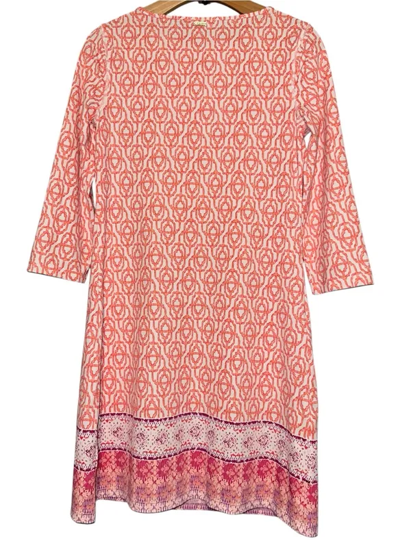 Cabana Life Women’s Size S Pink Coral White Medallion Patterned Mini Dress - Image 3