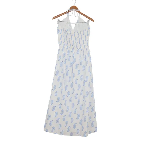 Universal Thread Blue Paisley Halter Maxi Dress White Smocked Back Plus Size 1X - Image 3