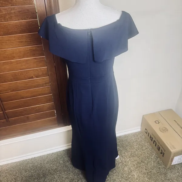 Alexa B Nites Navy Blue Formal Long Gown Dress 6P Petiite‎ draped neckline - Image 6