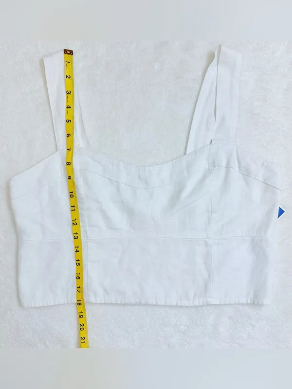 NWT Abercrombie & Fitch Square Neck Linen Crop Top – White – XL - Image 8